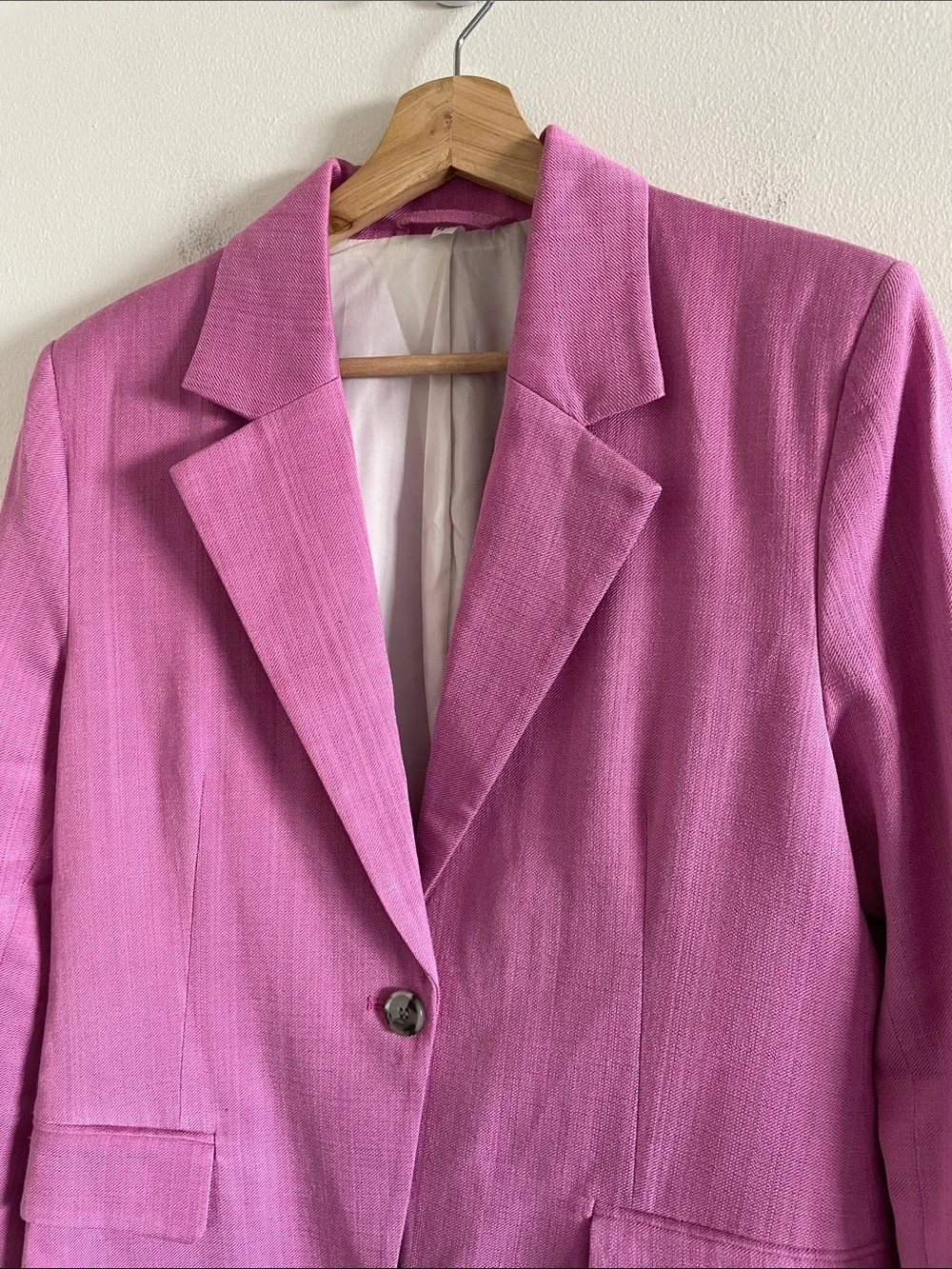 & Other Stories Single Breasted Fitted Waist Blazer Women 6 Italian Fabric Pink